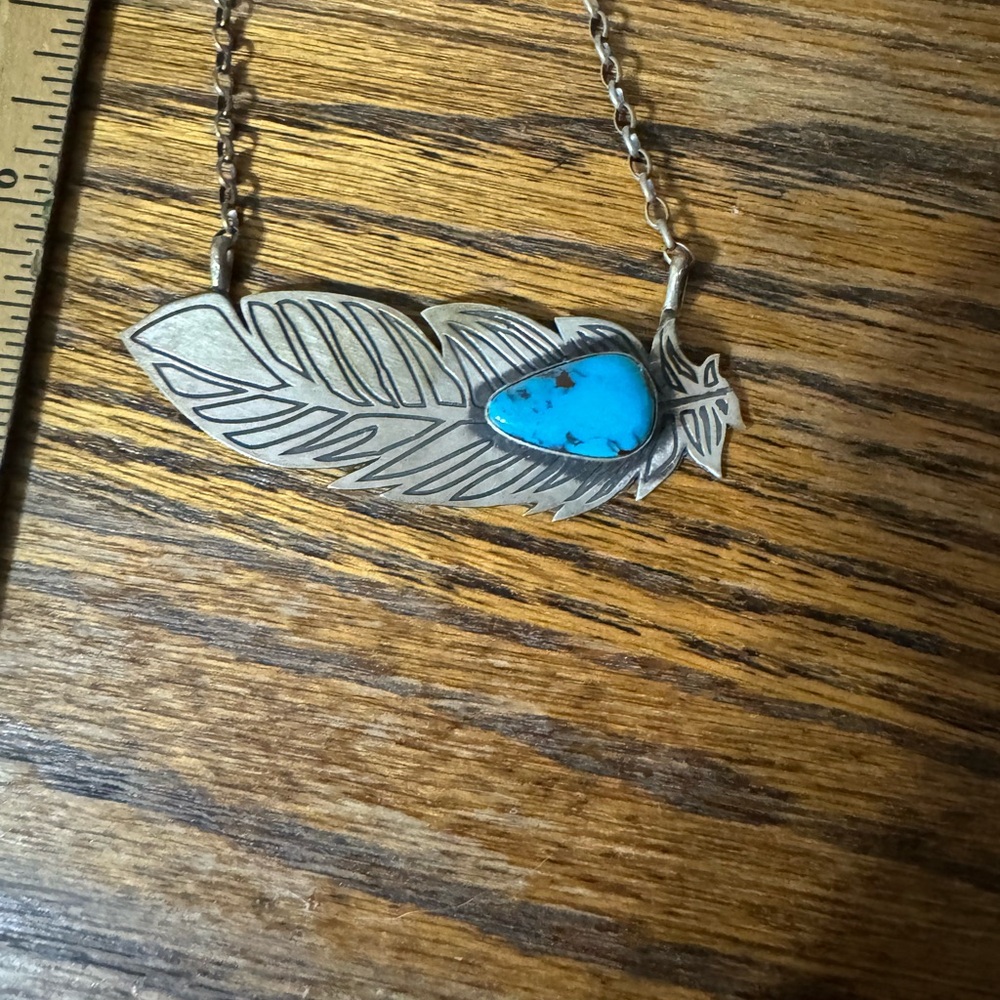 Sterling silver feather necklace